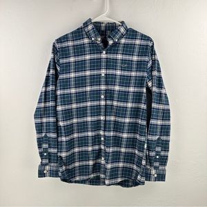 Vineyard Vines Blue Green Plaid Button Down Shirt Boys SZ L 16